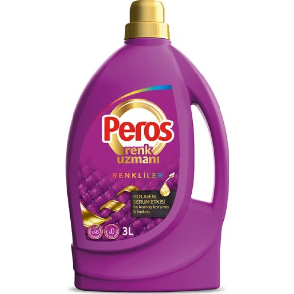 Peros Sıvı Bakım Renk Uzmanı Renkliler için Sıvı Çamaşır Deterjanı 3 L