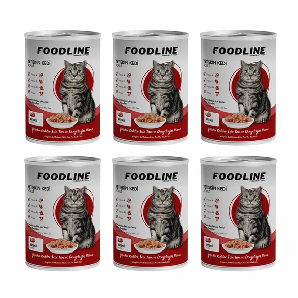 Foodline Biftekli Yetişkin Kedi Konservesi 400 Gr x 6 Adet
