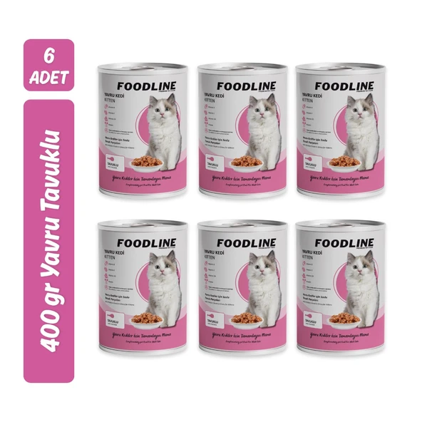 Foodline Tavuklu Yavru Kedi Konservesi 400 Gr x 6 Adet ürün görseli 1