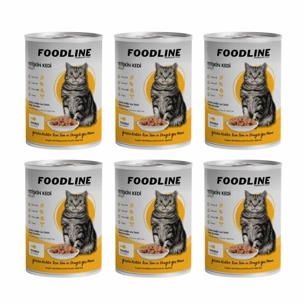 Foodline Tavuklu Yetişkin Kedi Konservesi 400 Gr x 6 Adet