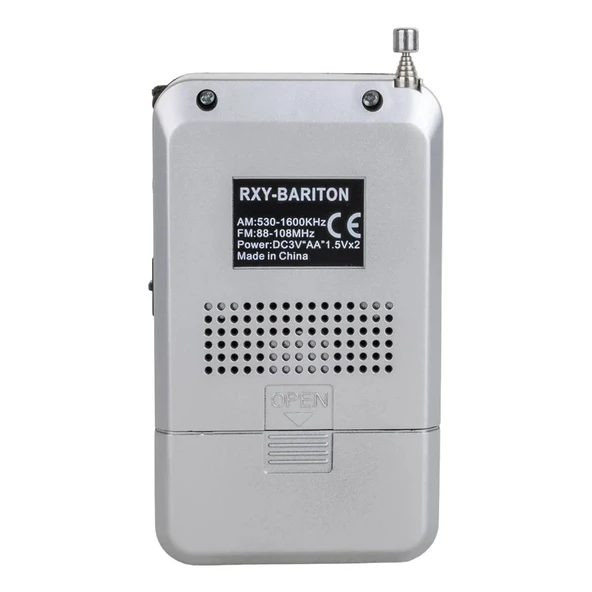 Bariton Cep Tipi Mini Analog Radyo Gri - Resim 2