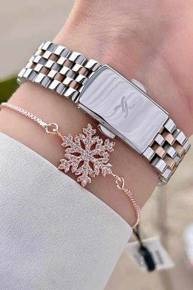 Daniel Klein DKISTE988 Rose Gümüş Renk Hediye Paketli Takvimli Kadın Kol Saati ve Bileklik - Resim 5