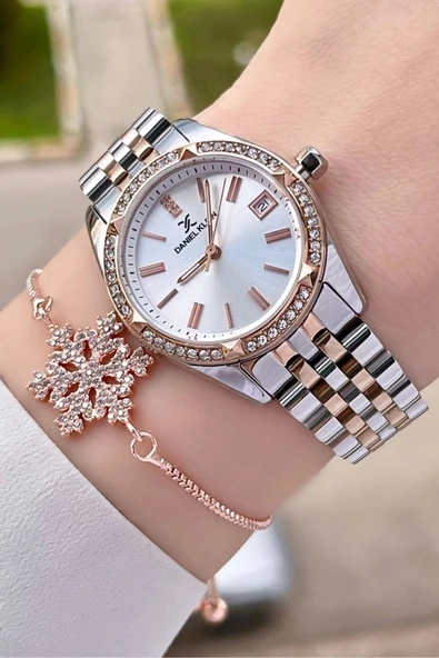 Daniel Klein DKISTE988 Rose Gümüş Renk Hediye Paketli Takvimli Kadın Kol Saati ve Bileklik ürün görseli 1