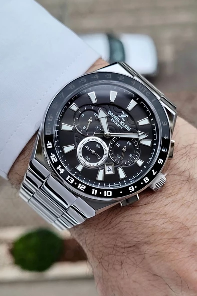 Daniel Klein DKISTE983 Kadranı Siyah Kordonu Gümüş Renk İç Göstergeleri Aktif Erkek Kol Saati - Resim 3