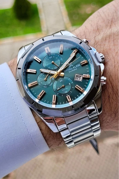 Daniel Klein DKISTE985 Kadranı Yeşil Korodnu Gümüş Renk İç Göstergeleri Aktif Fonksiyonlu Erkek Kol Saati ürün görseli 1
