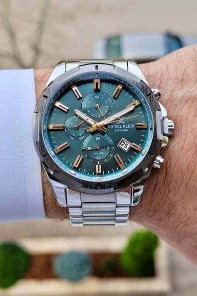 Daniel Klein DKISTE985 Kadranı Yeşil Korodnu Gümüş Renk İç Göstergeleri Aktif Fonksiyonlu Erkek Kol Saati - Resim 2