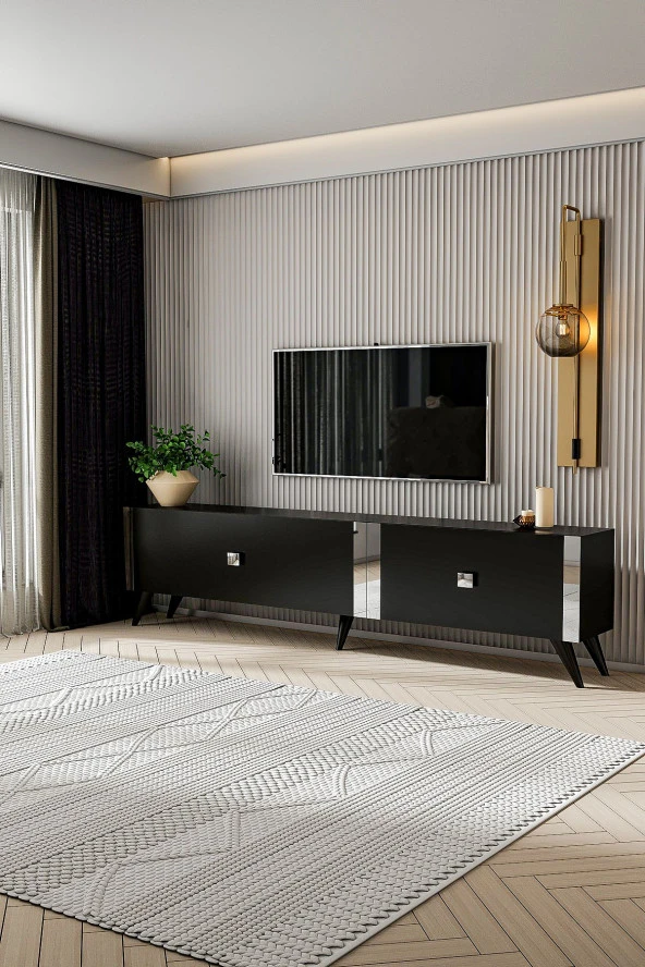 Givayo Mobilya ELİZA TV ÜNİTESİ SİYAH GÜMÜŞ