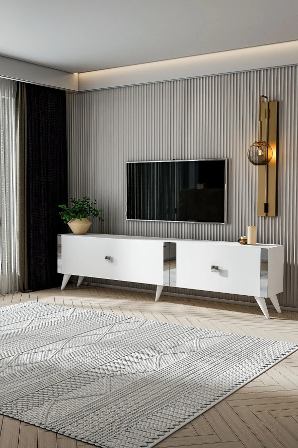 Givayo Mobilya ELİZA TV ÜNİTESİ BEYAZ GÜMÜŞ