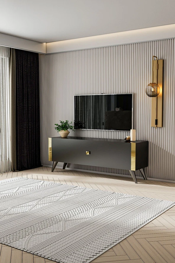 Givayo Mobilya GRACE TV ÜNİTESİ ANTASİT GOLD - Resim 2