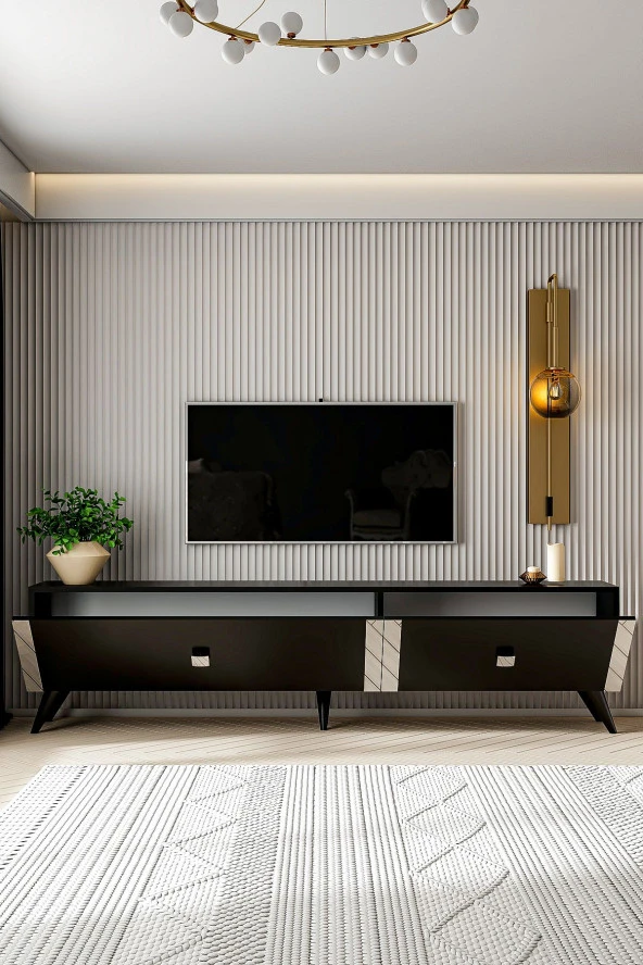 Givayo Mobilya ELİZA TV ÜNİTESİ SİYAH GÜMÜŞ - 3