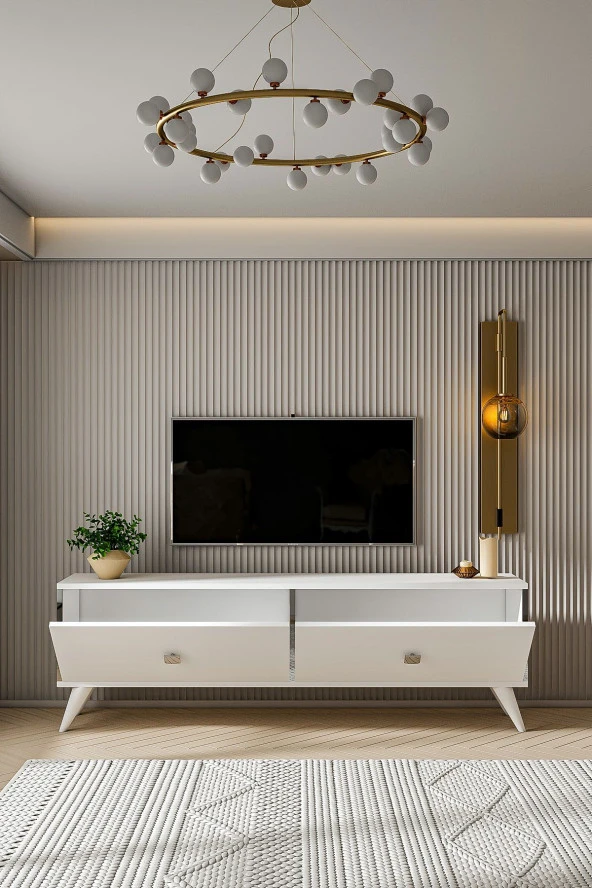 Givayo Mobilya MARCO TV ÜNİTESİ BEYAZ GÜMÜŞ