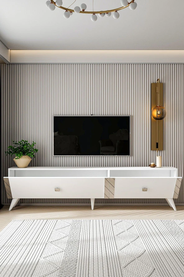 Givayo Mobilya ELİZA TV ÜNİTESİ BEYAZ GÜMÜŞ - 3