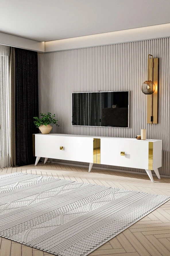 Givayo Mobilya ELİZA TV ÜNİTESİ BEYAZ GOLD - Resim 2