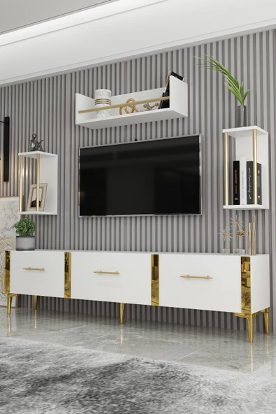 Givayo Mobilya LAURA TV ÜNİTESİ BEYAZ GOLD - 2