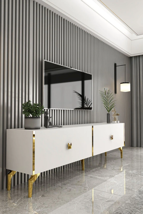 Givayo Mobilya Verona Tv Ünitesi Beyaz Gold