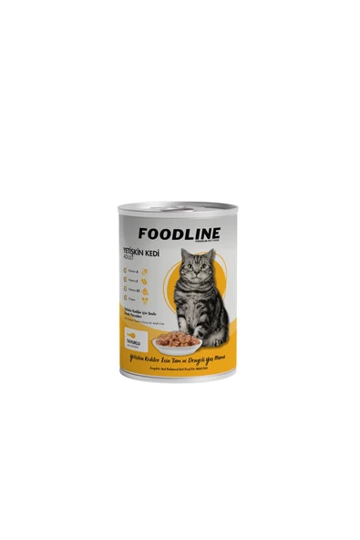 Foodline Karışık 4 çeşit Yetişkin Kedi Konservesi 400 Gr x 12 Adet - 5