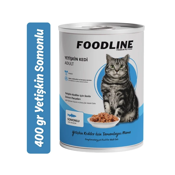Foodline Somonlu Yetişkin Kedi Konservesi 400 Gr x 12 Adet - Resim 2