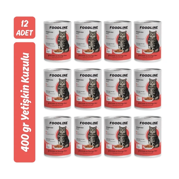 Foodline Kuzu Etli Yetişkin Kedi Konservesi 400 Gr x 12 Adet ürün görseli 1