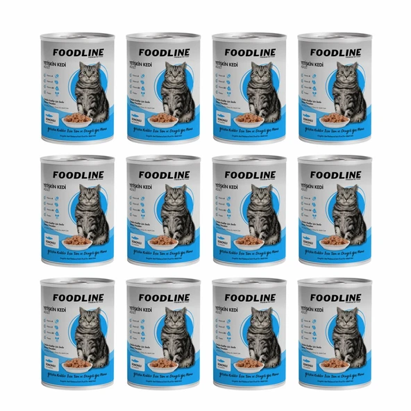 Foodline Somonlu Yetişkin Kedi Konservesi 400 Gr x 12 Adet