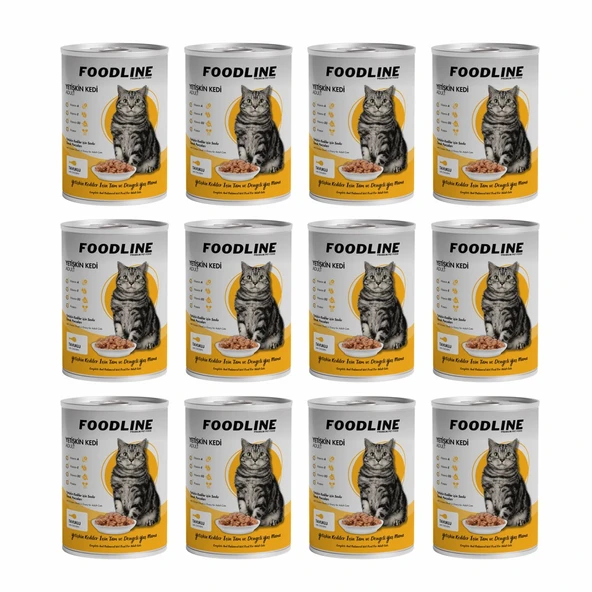 Foodline Tavuklu Yetişkin Kedi Konservesi 400 Gr x 12 Adet
