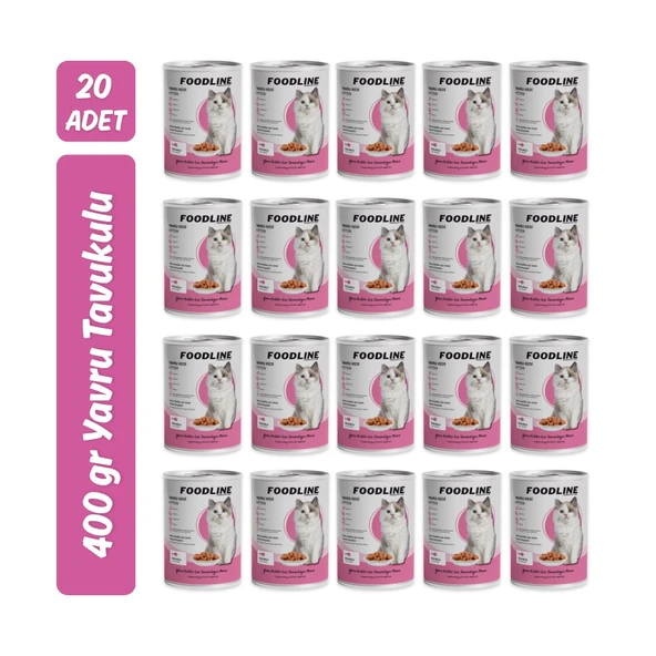 Foodline Tavuklu Yavru Kedi Konservesi 400 Gr x 20 Adet ürün görseli 1