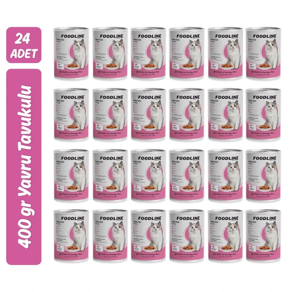 Foodline Tavuklu Yavru Kedi Konservesi 400 Gr x 24 Adet ürün görseli 1