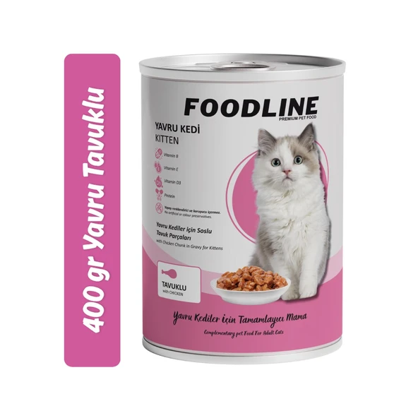 Foodline Tavuklu Yavru Kedi Konservesi 400 Gr x 20 Adet - Resim 2