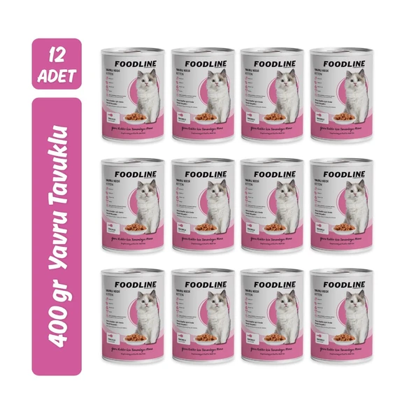 Foodline Tavuklu Yavru Kedi Konservesi 400 Gr x 12 Adet ürün görseli 1