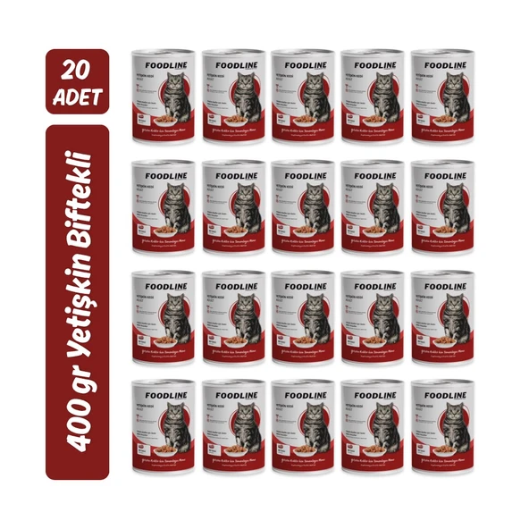 Foodline Biftekli Yetişkin Kedi Konservesi 400 Gr x 20 Adet ürün görseli 1