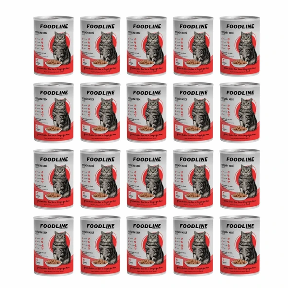 Foodline Kuzu Etli Yetişkin Kedi Konservesi 400 Gr x 20 Adet
