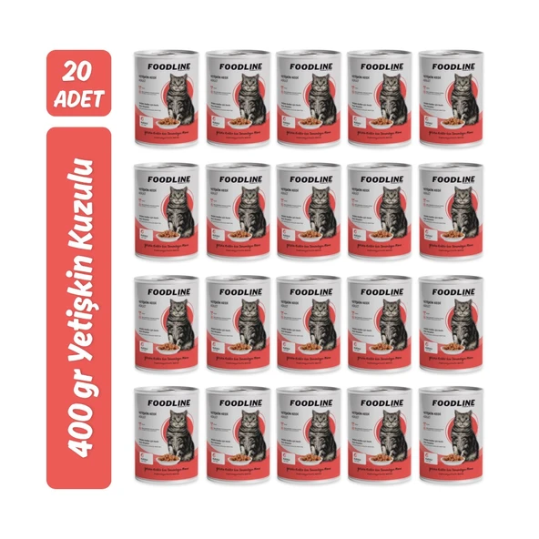 Foodline Kuzu Etli Yetişkin Kedi Konservesi 400 Gr x 20 Adet ürün görseli 1