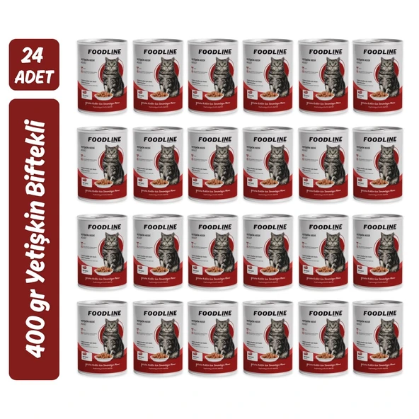 Foodline Biftekli Yetişkin Kedi Konservesi 400 Gr x 24 Adet ürün görseli 1