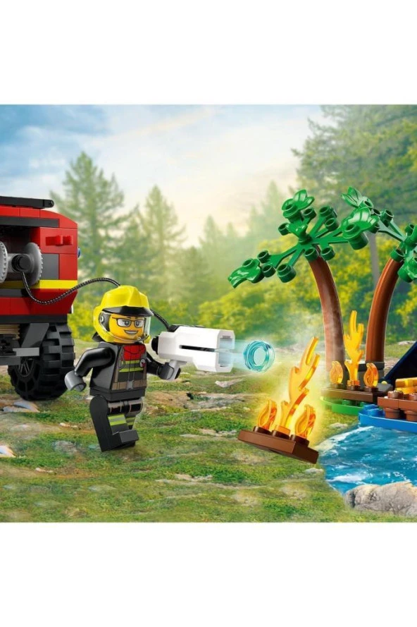 Lego City 4x4 Kurtarma Botlu İtfaiye Kamyonu 60412,Kamp Çadırı ve İtfaiyeci Minifigürü İçeren 301 Parça Yapım Seti - 7