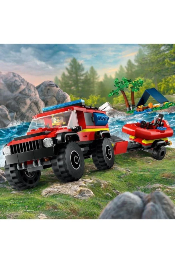 Lego City 4x4 Kurtarma Botlu İtfaiye Kamyonu 60412,Kamp Çadırı ve İtfaiyeci Minifigürü İçeren 301 Parça Yapım Seti - 8