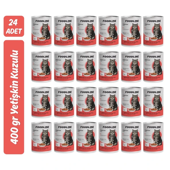 Foodline Kuzu Etli Yetişkin Kedi Konservesi 400 Gr x 24 Adet ürün görseli 1