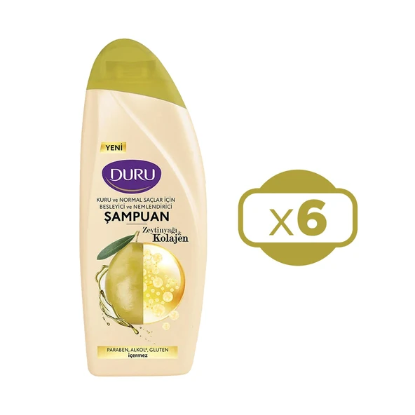 Duru Zeytinyağı&Kolajen Kuru ve Normal Saçlar için Şampuan 6x500 ML