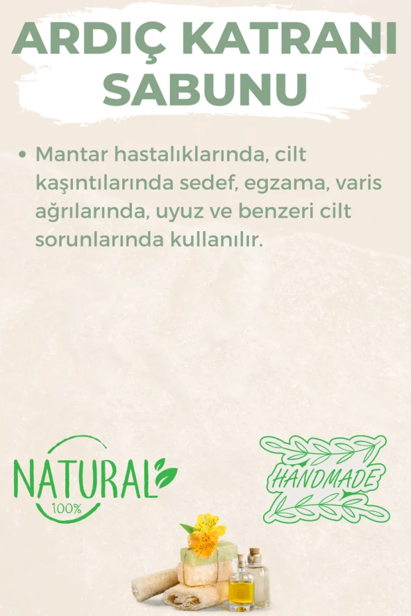 Kabak Lifli El Yapımı Doğal Ardıç Katranı Sabunu 120 G - Resim 3