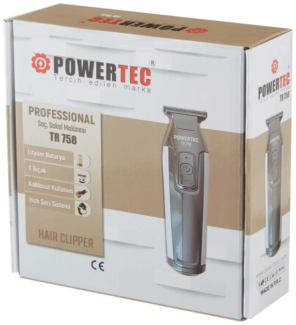 Powertec TR-758 Profesyonel Saç ve Sakal Kesme Makinesi Gri