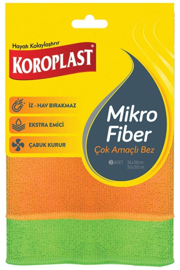 FLY BAZAAR Koroplast Çok Amaçlı Mikrofiber Bez 2'Li