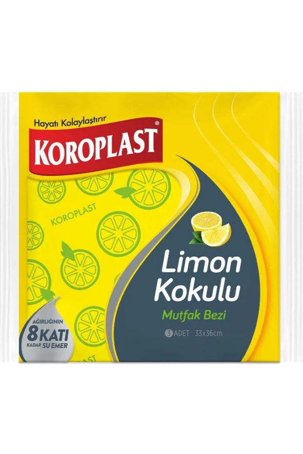 FLY BAZAAR Marka: Koroplast Limon Kokulu Mutfak Bezi 3'Lü Kategori: Temizlik Bezi