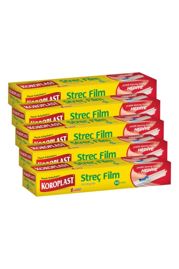 KOROPLAST Streç Film 100 Metre Kesme Bıçağı Hediyeli - 5'Li