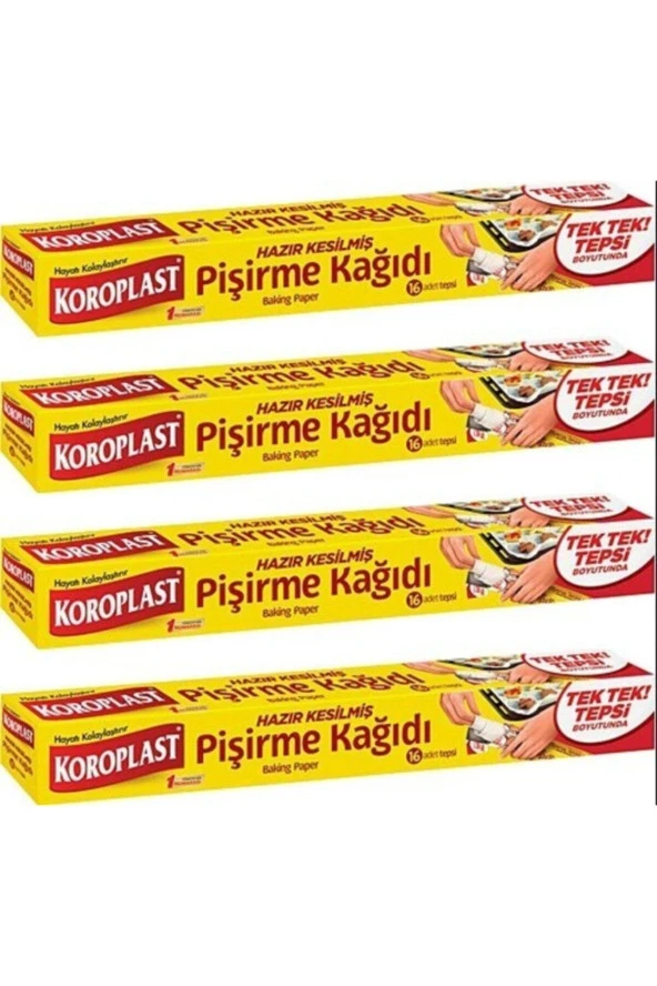 KOROPLAST Hazır Kesilmiş Pişirme Kağıdı 16 Yaprak 4 Adet