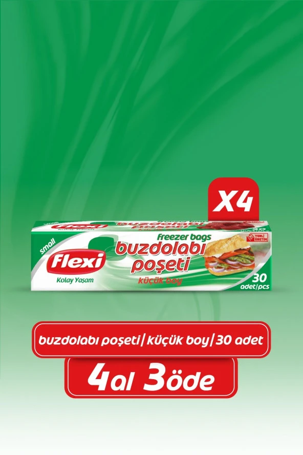 FLEXİ Buzdolabı Poşeti Small 4'Lü Ekonomik Paket (120 Adet Poşet)