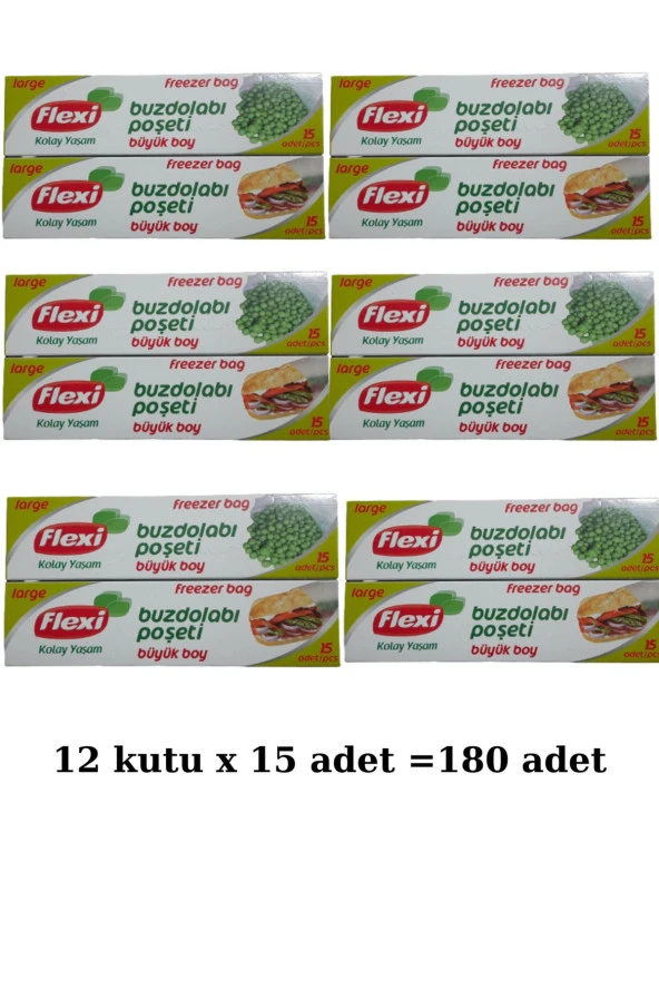 FLEXİ Buzdolabı Poşeti Büyük Boy 12 Kutu 15 Adetli