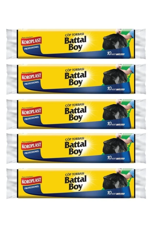 KOROPLAST Profesyonel 10Lu Battal Boy Çöp Torbası X 5 Paket