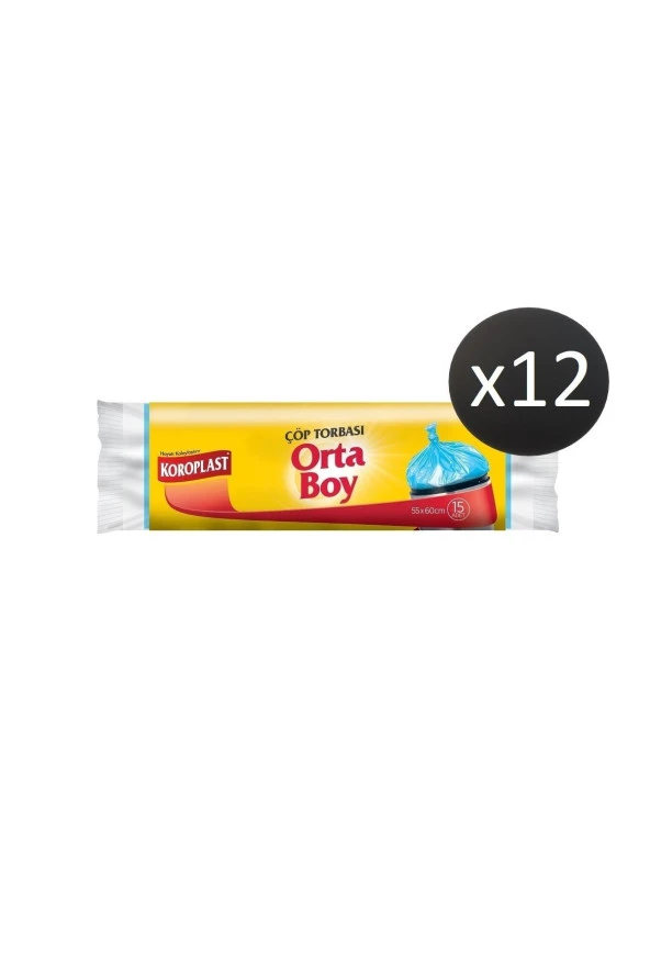 KOROPLAST Çöp Torbası Orta Boy 15 Li X 12 Paket