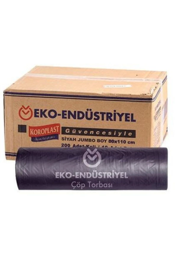 KOROPLAST Eko Endüstriyel Çöp Torbası Jumbo Boy Siyah 200 Adet