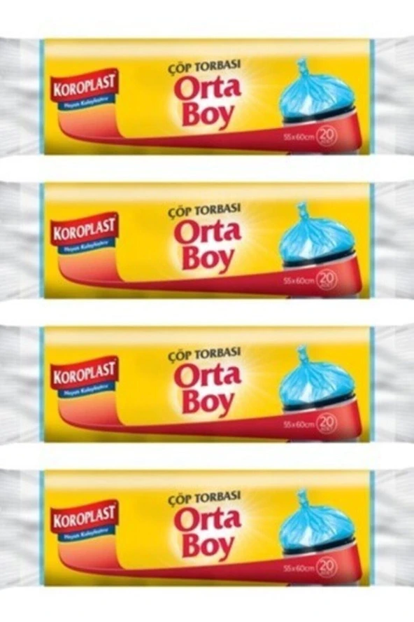 KOROPLAST Güçlü Çöp Torbası Orta Boy 15 Adet 4Lü