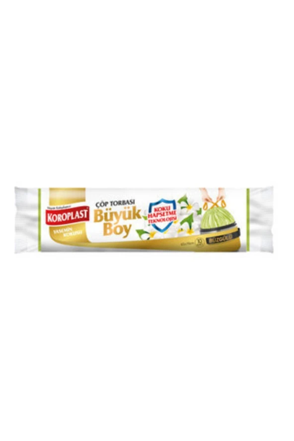 KOROPLAST Ekstra Güçlü Büzgülü Çöp Torbası Büyük 10'Lu