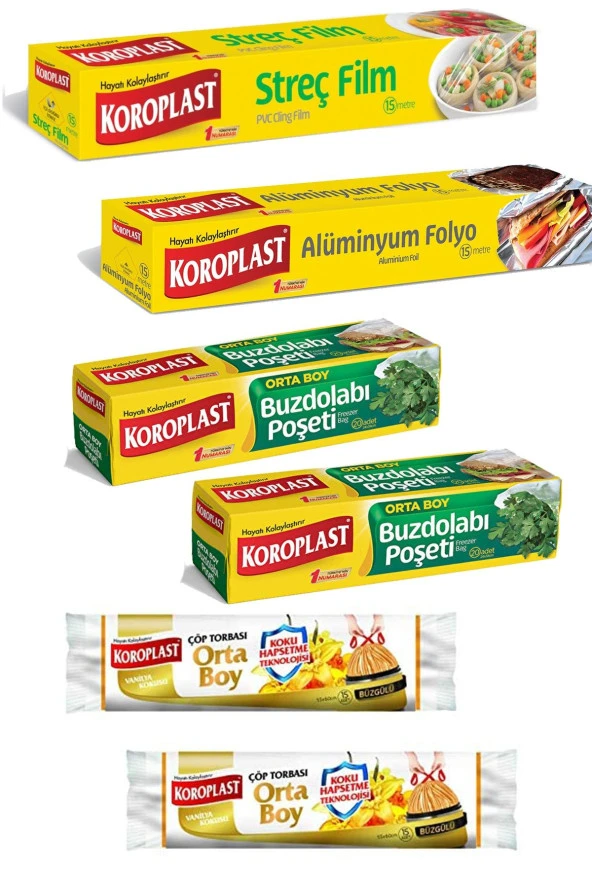 KOROPLAST Xmax Paketi Buzdolabı Poşeti Streç Film Alüminyum Folyo Vanilya Kokulu Çöp Poşeti